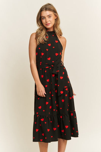 Heart Print Halter Dress