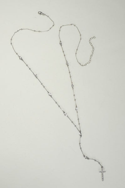 Boho Y Rhinestone Cross Necklace
