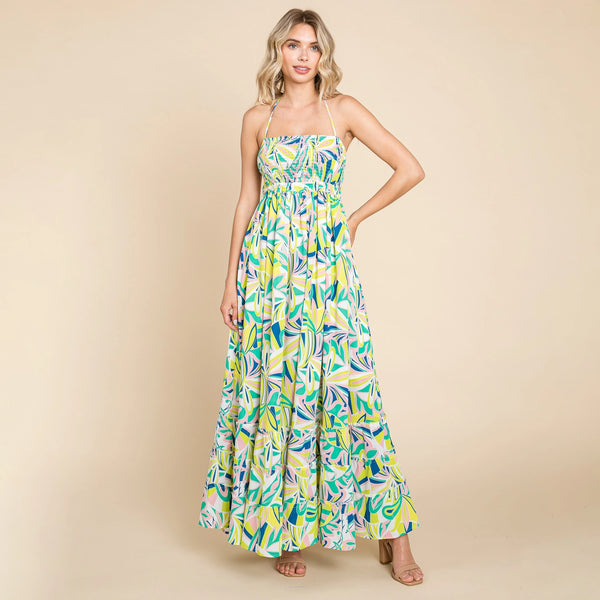 Floral Halter Cami Sun Maxi Dress