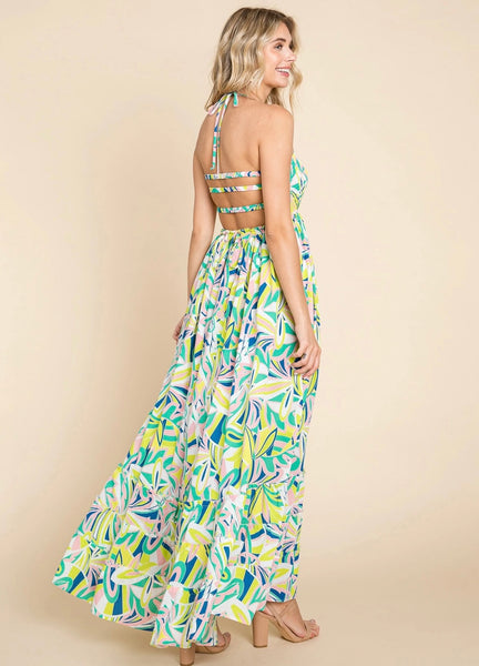 Floral Halter Cami Sun Maxi Dress