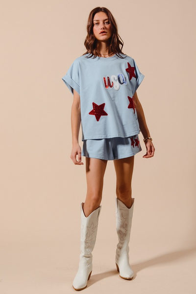 Sequin USA Top & Bottom Set