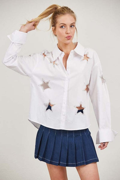 Star Rhinestone Cut Out Star Shirt