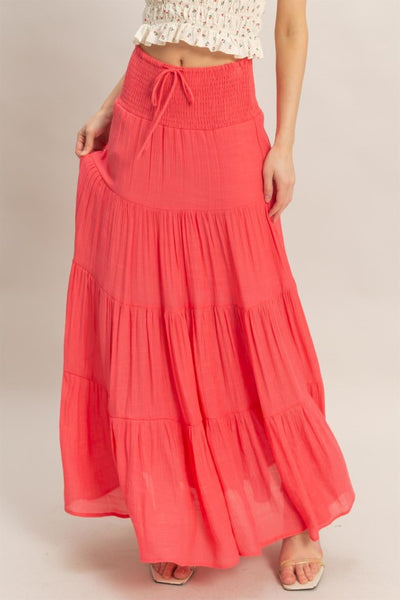 Boho Highwaist Drawstring Tiered Skirt