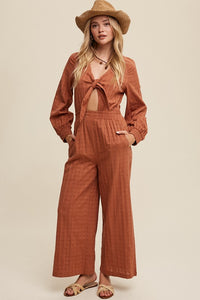 Ali Mack Tie Front Jumpsuit