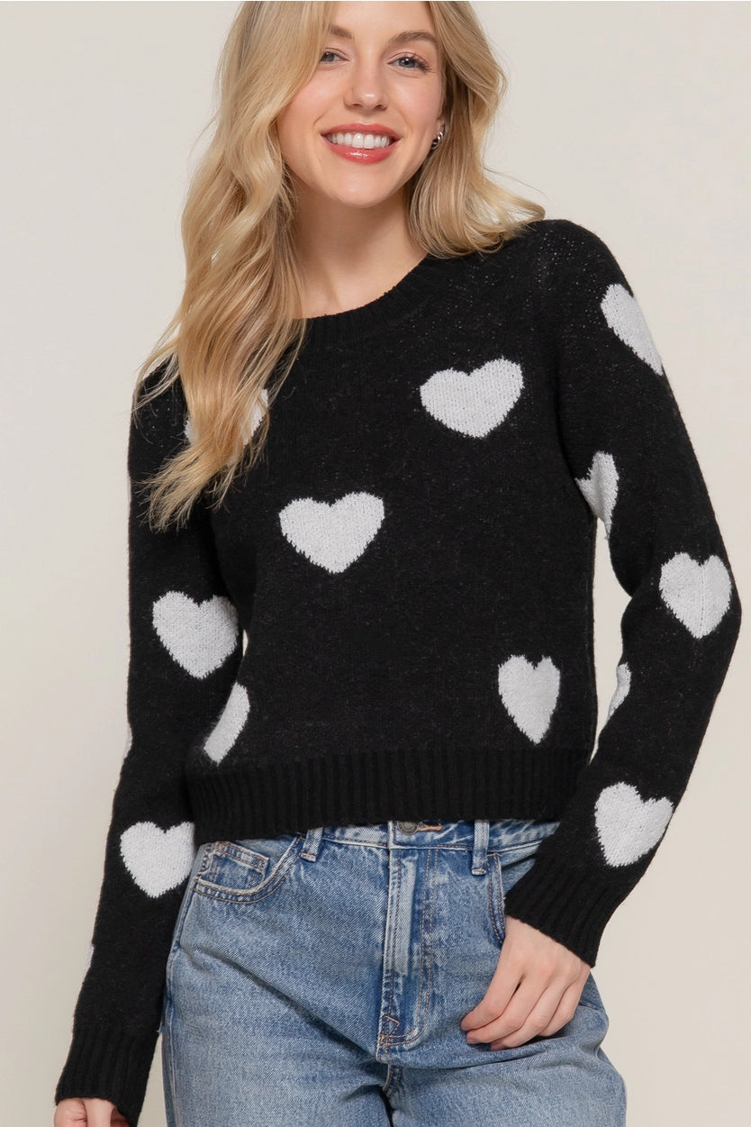 White Heart Sweater Top