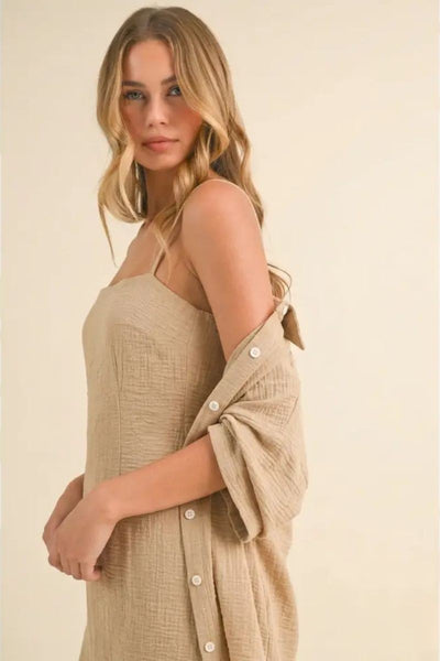 Linen Mini Dress & Shirt Set