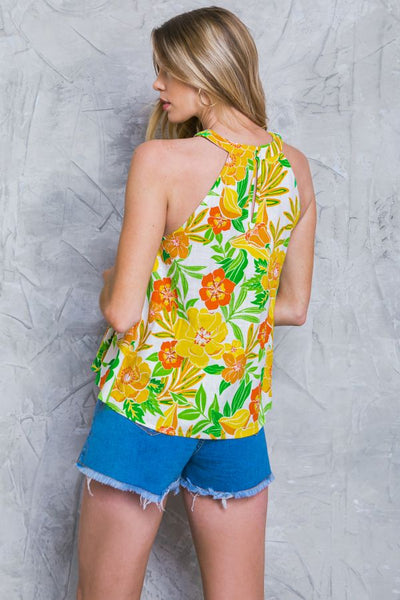 Tropical Floral Print Top
