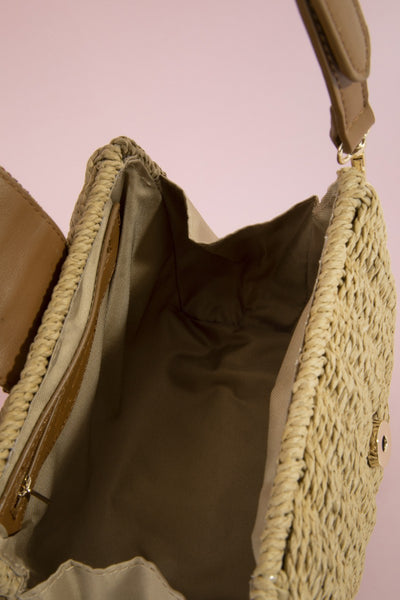 Beaded Straw Crossbody Bag