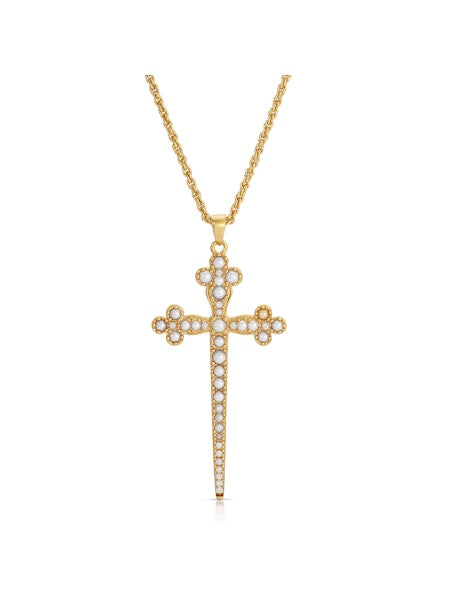 Athena Pearl Cross Necklace