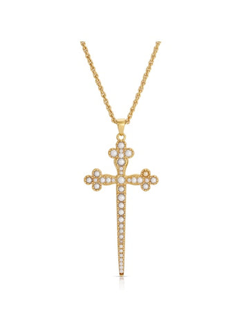 Athena Pearl Cross Necklace