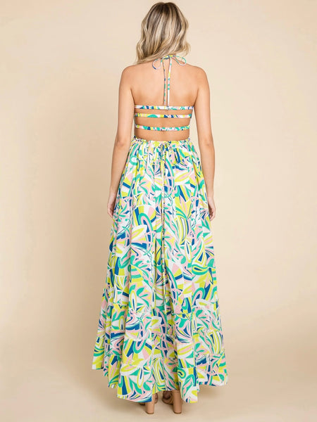 Floral Halter Cami Sun Maxi Dress