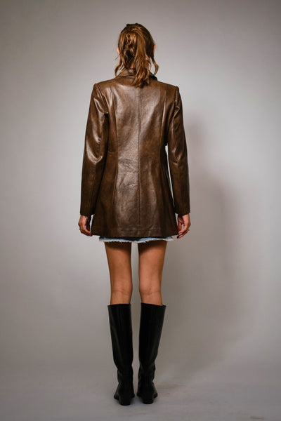 Preorder Western Buckle Faux Leather Jacket