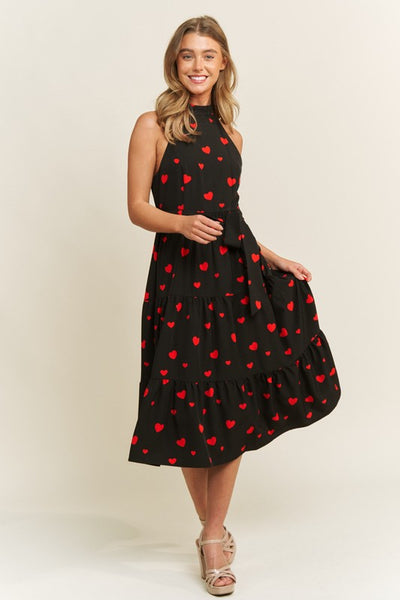 Heart Print Halter Dress