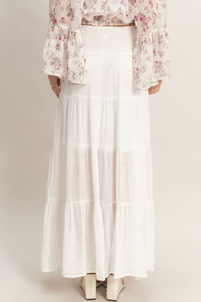 Boho Highwaist Drawstring Tiered Skirt