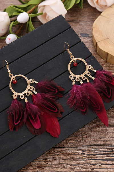 Beaded Feather Earrings