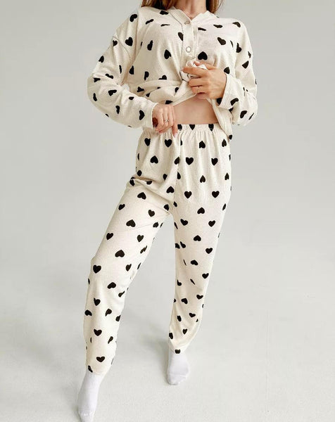 Heart Print Top & Bottom Pajama Set