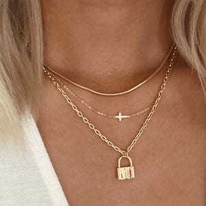 Cross Lock Layer Necklace