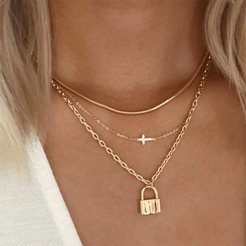 Cross Lock Layer Necklace