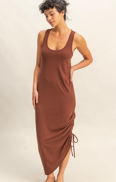 Scoop Side Tie Midi Dress