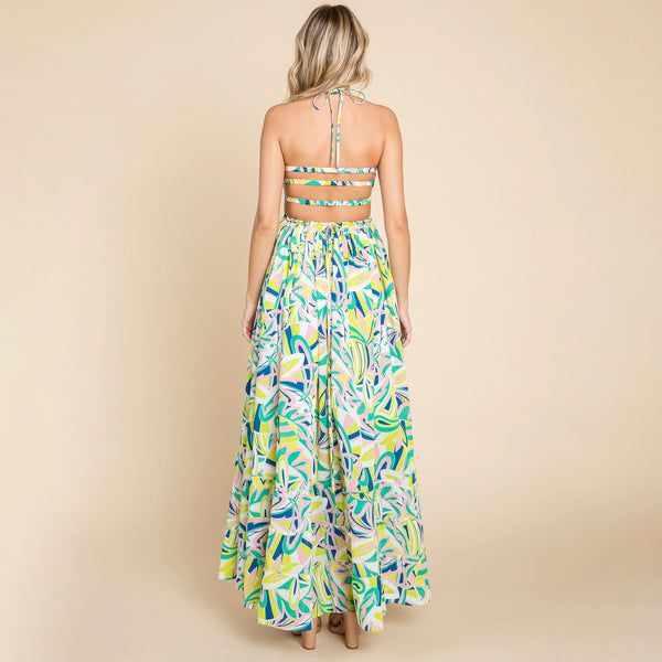 Floral Halter Cami Sun Maxi Dress