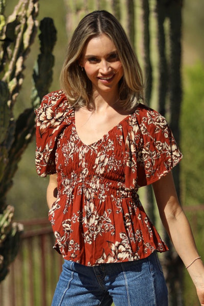 Cinnamon Floral Top
