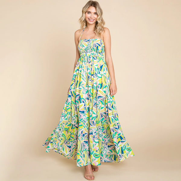 Floral Halter Cami Sun Maxi Dress