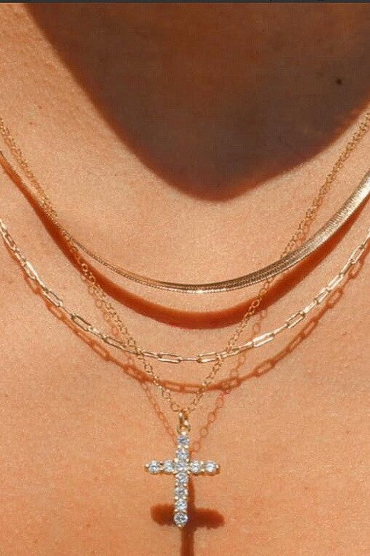 Layered Cross Necklace