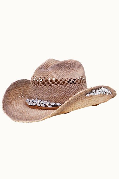 Bejeweled Outback Raffia Cowboy Hat