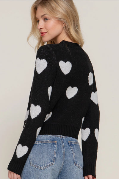 White Heart Sweater Top