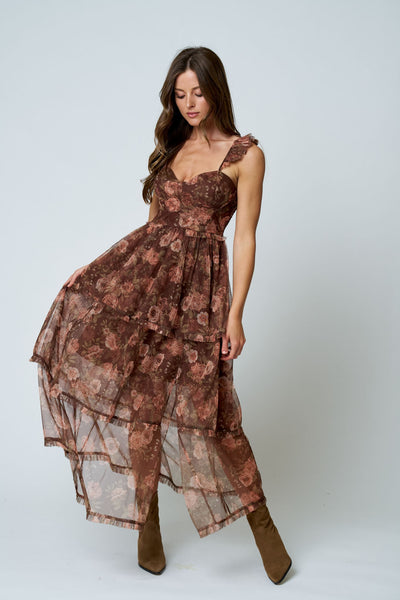 Jesse Chiffon Floral Tiered Dress