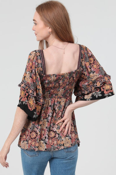 Ruffle Sleeve Boho Top