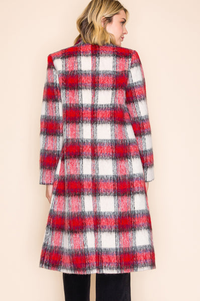Fuzzy Winter Plaid Coat
