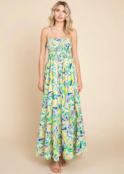 Floral Halter Cami Sun Maxi Dress