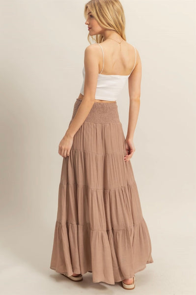 Coco Smocked Waist Tiered Maxi Skirt