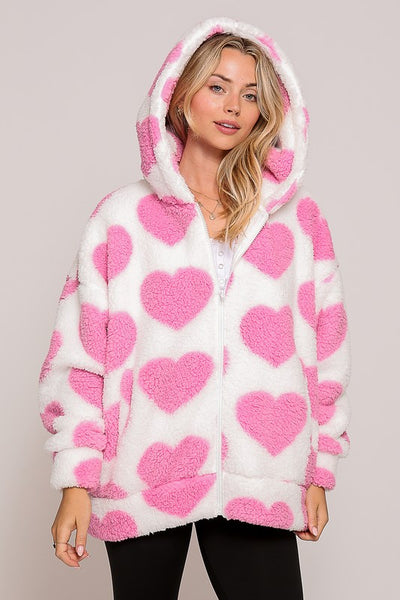 Sherpa Heart Print Jacket