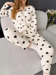 Heart Print Top & Bottom Pajama Set