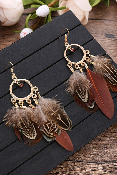 Beaded Feather Earrings