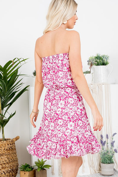 Raspberry Floral Mini Dress