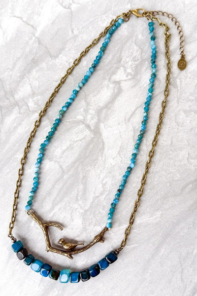 Braelyn Blue Fire Agate Necklace