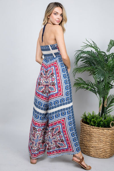 Border Print Jumpsuit-Small