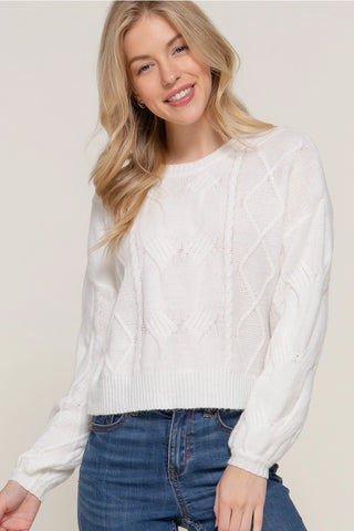 White Cable Sweater Top