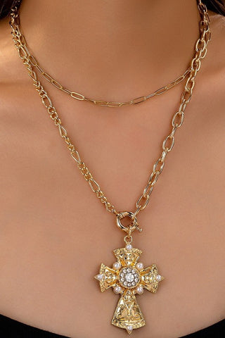 Multi Layer Cross Necklace