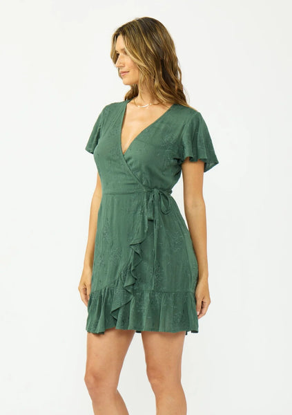 Ophelia Tonal Embroidery Wrap Dress