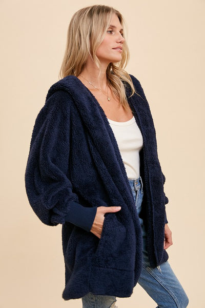 Solid Faux Fur Hooded Jackets