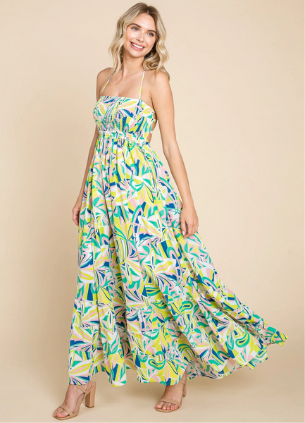 Floral Halter Cami Sun Maxi Dress