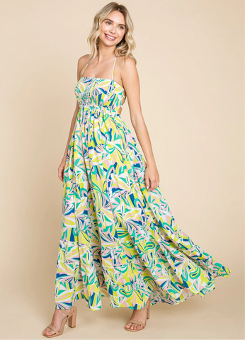 Floral Halter Cami Sun Maxi Dress
