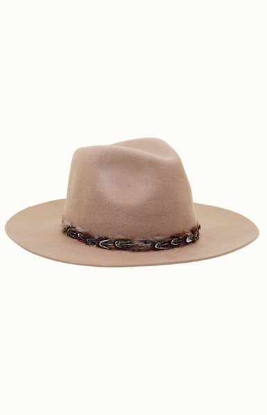 Feather Band Wool Hat