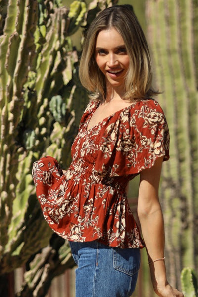 Cinnamon Floral Top
