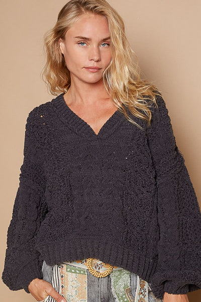 Pol Semi Crop Chenille Sweater