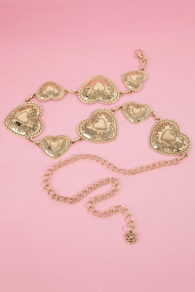 Engraved Heart Chain Belt